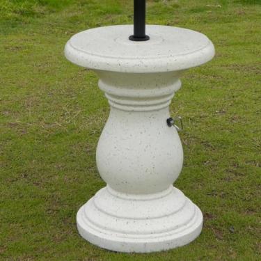 Imagem de Mesa lateral de guarda-chuva, mesa de pátio ao ar livre com orifício de guarda-chuva para varanda, concreto moderno café piquenique ou mesa de piscina