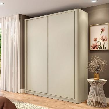 Imagem de Guarda-roupa Solteiro 100% Mdf 2 Portas de Correr Prateleiras e 3 Gavetas Quarto Dormitórios Bend Luna