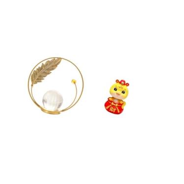 Imagem de Fenteer Escultura de Serpente em Metal com Bola de Cristal, Estatueta Ornamental, Suporte para Corredor, Lareira, Quarto, Sala de Estar, Escritório, Ano