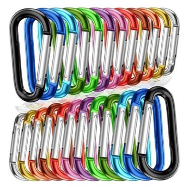Imagem de 5 peças de mosquetão colorido chaveiro de alumínio anel D fivela mola gancho clipe chaveiros ao ar livre acampamento ferramenta de uso diário