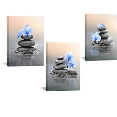 Imagem de Artmyharbor Arte de parede emoldurada em preto zen imagem de orquídea azul ioga spa meditação decoração de banheiro 30,5 x 40,6 cm