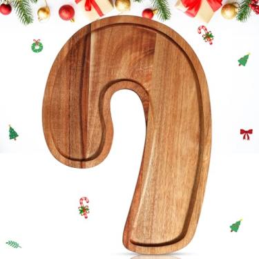 Imagem de Bokon Tábua de charcutaria de Natal, 30 cm, bandeja de madeira para servir de Natal, biscoitos, prato de comida para pão de queijo, sobremesa, frutas, presente para decoração de festa de Natal