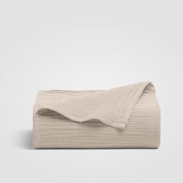 Imagem de Crane Home Calm Crinkled Comfort Queen Lençol de cima, cinza claro, 100% algodão, tecido enrugado certificado Oeko-Tex, roupa de cama de luxo respirável para todas as estações