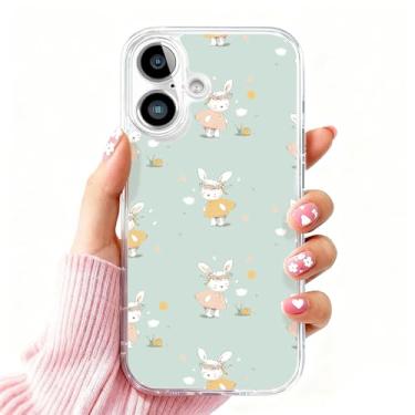 Imagem de DSJIFGEW Design de capa transparente padrão para iPhone 16 Plus | Antiamarelamento, parte traseira rígida, proteção contra quedas de nível militar, suporta carregamento sem fio