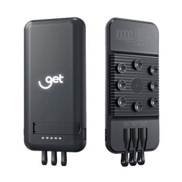 Imagem de Carregador Portátil Sem Fio com Ventosas Get 10000mAh Preto