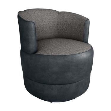 Imagem de Poltrona Decorativa Giratória Base De Ferro Marselha Boucle Bege Matrix Linho Bege