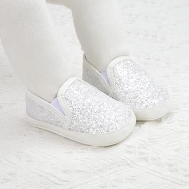 Imagem de Tênis para bebês meninos e meninas com sola macia, antiderrapante, leve, pré-andador para berço, A01/branco, 12-18 Months Toddler