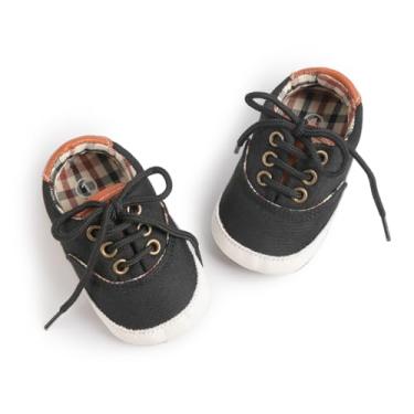 Imagem de Sapatos para bebês meninos e meninas, sapatos de berço para primeira caminhada, sola de borracha antiderrapante, mocassins para recém-nascidos, Preto, 12-18 Months Toddler