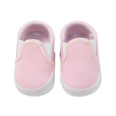 Imagem de Tênis de lona para bebês meninos e meninas recém-nascidos antiderrapante sola macia Frist Walking sapatos respiráveis para crianças pequenas, rosa, 12-18 Months Toddler