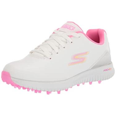 Imagem de Skechers Women's Go Max Arch Fit Spikeless Golf Shoe Sneaker, White/Pink Waterproof, 6.5