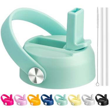 Imagem de Bluwing Tampa de canudo para garrafas de água Hydro Flask de boca larga, tampas com canudo compatíveis com Hydro Flask 32 1,134 g, tampa de canudo de substituição (menta clara)