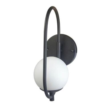 Imagem de Arandela Online Preta Globo De Vidro Branco + Led 5w