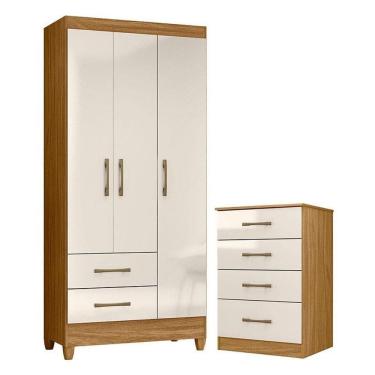 Imagem de Guarda Roupa Solteiro Lima E Cômoda Ms913 Freijó Off White – Moval