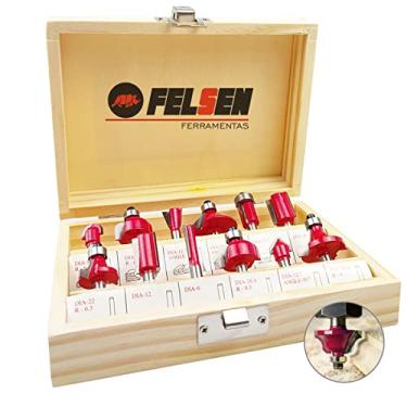 Imagem de Jogo de Fresas Para Tupia Madeira Kit Completo 12 Peças Com Estojo haste 6mm