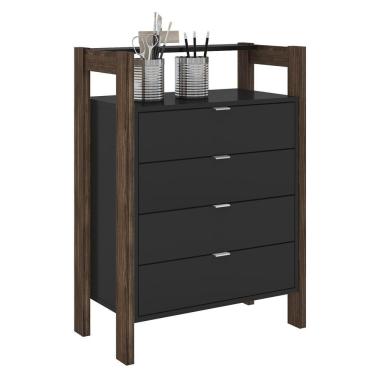 Imagem de Gaveteiro 4 Gavetas Az1012 Preto-nogal - Tecno Mobili