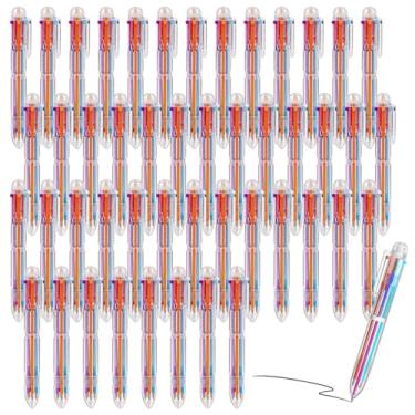 Imagem de Conjunto de 48 canetas esferográficas retráteis, multicoloridas com 6 opções, ponta fina de 0,5 mm para escrita suave, barril transparente e tinta de secagem rápida para escritório e escola
