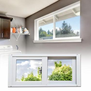 Imagem de Janela deslizante de liga de alumínio, substituição de janelas domésticas, janela de porão branca, janela de casa móvel para ventilação (branca, 90 x 40 cm)