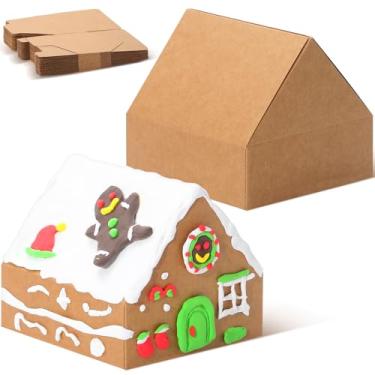 Imagem de COTOPHER Pacote com 30 kits de casa de gengibre de Natal, artesanato DIY, 11 x 10 x 9,4 cm, caixas em forma de casa, caixas de papelão para presente de Natal para decoração de suprimentos de festa de
