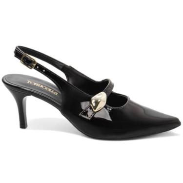 Imagem de Sapato Scarpin com Salto Fino com 6 cm de Altura, cor Preto, Fivela na cor Dourado, Torricell@ REF.: 600.16A (BR, Adulto, Numérico, 37)
