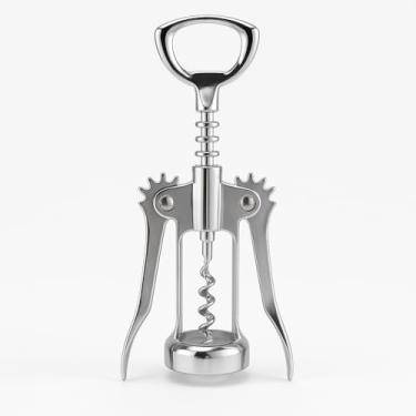 Imagem de Abridor Premium de Vinho Saca-Rolha Inox Modelo Prático 2 Hastes – Aço Inoxidável 17 cm para Garrafas de Vinho