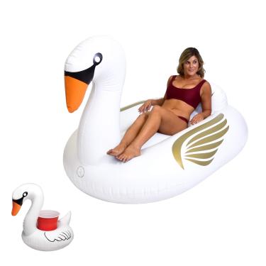 Imagem de GoFloats Boia inflável gigante para piscina | Jangada inclui boia de cisne bônus | Diversão para crianças e adultos