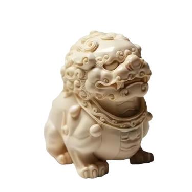 Imagem de Chiorgone Enfeite de mesa de mascote de mamute de resina premium Tang Leão Pixiu Wealth - Design esculpido à mão em escala de dragão com acabamento em pátina dourada, para decoração de casa de chá e