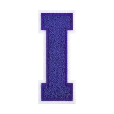 Imagem de 1 PÇ Patch de letra de chenille roxo de 11,4 cm com borda branca – Remendos do alfabeto para roupas, jaquetas, mochilas, chapéus para decoração personalizada, nome personalizado e artesanato. (I)
