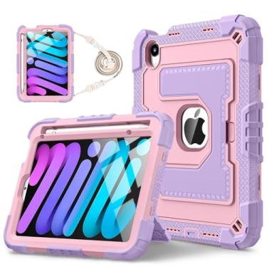 Imagem de DreamerX Capa para iPad mini 7 (A17 Pro) 2024 / Mini 6 2021 8,3 polegadas, capa protetora infantil resistente à prova de choque com alça de ombro suporte para lápis para crianças, meninas, meninos