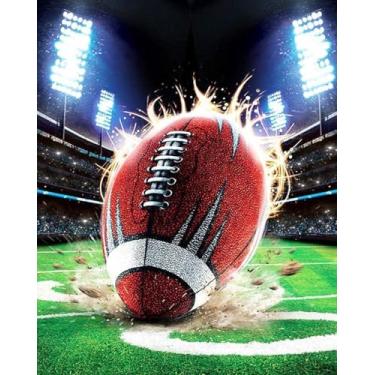 Imagem de Kits de ponto cruz de futebol 35 x 45 cm para iniciantes adultos, kit de bordado de tecido pré-impresso 11CT para decoração de casa e presentes