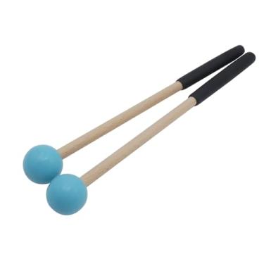 Imagem de Soundspire Marretas de percussão azuis de 20 cm, cabeça de borracha e cabo ergonômico de madeira para xilofone/glockenspiel/tambor de língua (pacote com 2)