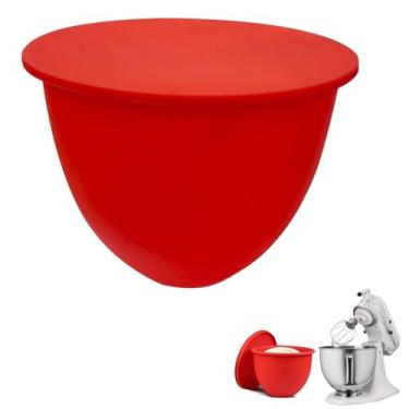 Imagem de Forros de silicone para mixer KitchenAid de 5 litros, forros de tigela de silicone com tampa, acessórios para misturadores de auxílio de cozinha - vermelho