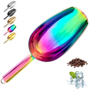 Imagem de Colher de gelo de metal, colher de gelo de cozinha para máquina de gelo, colher de gelo pequena de aço inoxidável para freezer, utensílios de cozinha, farinha de biscoito, colher de ração para cães