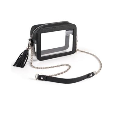 Imagem de Unilily Bolsa transparente para eventos de estádio – Bolsa transversal transparente aprovada para estádios para mulheres, shows, esportes e festivais, Preto