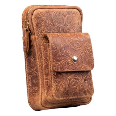 Imagem de Rmawrad Coldre para iPhone 17/16/15/14/13Pro Max 16/1514 Plus, compatível com Samsung Galaxy S25/S24/S23/S22 Ultra, bolsa de couro genuíno com bolsas para celular, marrom