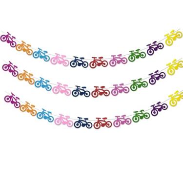 Imagem de Faixa de bicicleta com 3 peças, guirlanda de mountain bike, guirlanda de bicicleta esportiva, tema de corrida, decoração para adolescentes, adultos, aniversário, chá de bebê, decoração de festa de