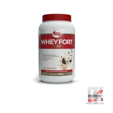 Imagem de Kit Whey Fort 3W Pote 900g Cookies e Cream + Creatina Health Labs 300g