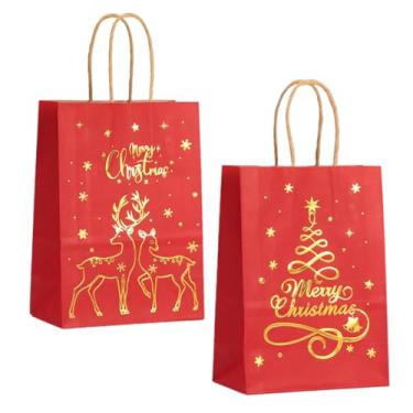 Imagem de 5 caixas de presente de Natal com fita – design festivo de Natal vermelho e verde para doces, chocolates e pequenos presentes, ideal para decoração de férias, lembrancinhas de festa e meias (vermelho