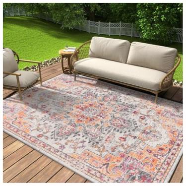 Imagem de SPXMQSS Tapetes para ambientes externos para jardim, tapetes laváveis para área externa, resistentes ao desgaste e antiderrapantes para varanda, deck, varanda, jardim, cozinha E 80 x 120 cm