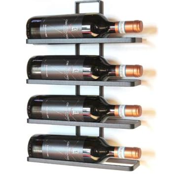 Imagem de Prateleira para vinhos de parede preta de metal garrafas expansível para vinhos Prateleira para garrafas
