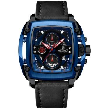 Imagem de Relógio Masculino Mostrador Grande Design Tonneau à Prova D `água Preto Azul