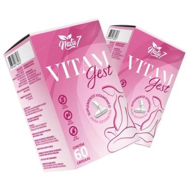Imagem de Kit 2 Suplemento Vitaminas Minerais Vitam Gest 120 Cápsulas Gestante F