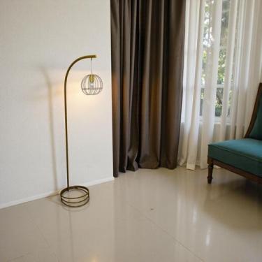 Imagem de Luminária de Chão Abajur Emma Metal Cúpula Aramada Moderno Decorativo 