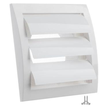 Imagem de LIRAST Capa de ventilação branca para secadora de ar livre de 10 cm - Grade de ventilação de exaustão de plástico ABS com tela integrada e persianas automáticas - Saídas de ar HVAC para parede
