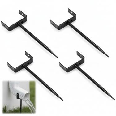 Imagem de Otoolling Pacote com 4 suportes de água da chuva, adaptadores de calha, ferro galvanizado resistente, resistente e durável, tamanho ajustável, âncoras à prova de ferrugem para suporte de tubos, fácil