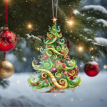 Imagem de Enfeites de Natal, árvore de cristal, enfeites de árvore de Natal feitos à mão, decoração de carro e casa - presentes de Natal, decoração de artesanato em acrílico, ideias de troca de presentes para