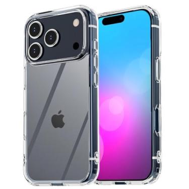 Imagem de Capa transparente para iPhone 17 Pro, antiamarelamento, proteção contra quedas de nível militar, transparente para Apple 17 Pro com amortecedor à prova de choque 2025