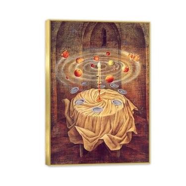 Imagem de Remedios Varo Pintura em tela Still life Resliciting Poster Remedios Varo Home Decor Surrealism Wall Art Picture for Living Room Bathroom Wall Decor 100x70cm (83.8x71.1 cm) Moldura dourada