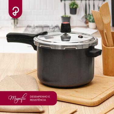 Imagem de Panela de pressão 4,5l fechamento externo antiaderente grafite panelux