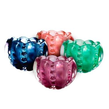 Imagem de Castiçal Porta Velas Redondo de Vidro Translúcido Colorido, 6cm x 8cm, 200g, Decoração Romântica