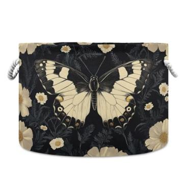 Imagem de WELLDAY Cesta de corda de algodão borboleta cesta de lavanderia de bebê para sala de estar, lavanderia, berçário, travesseiros, decoração de casa